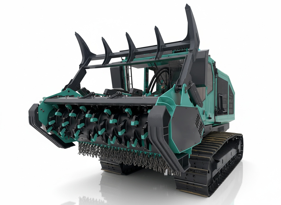 Самоходный колёсный мульчер UM‑Truck ETW‑300F с механическим приводом и ротором 550 мм.